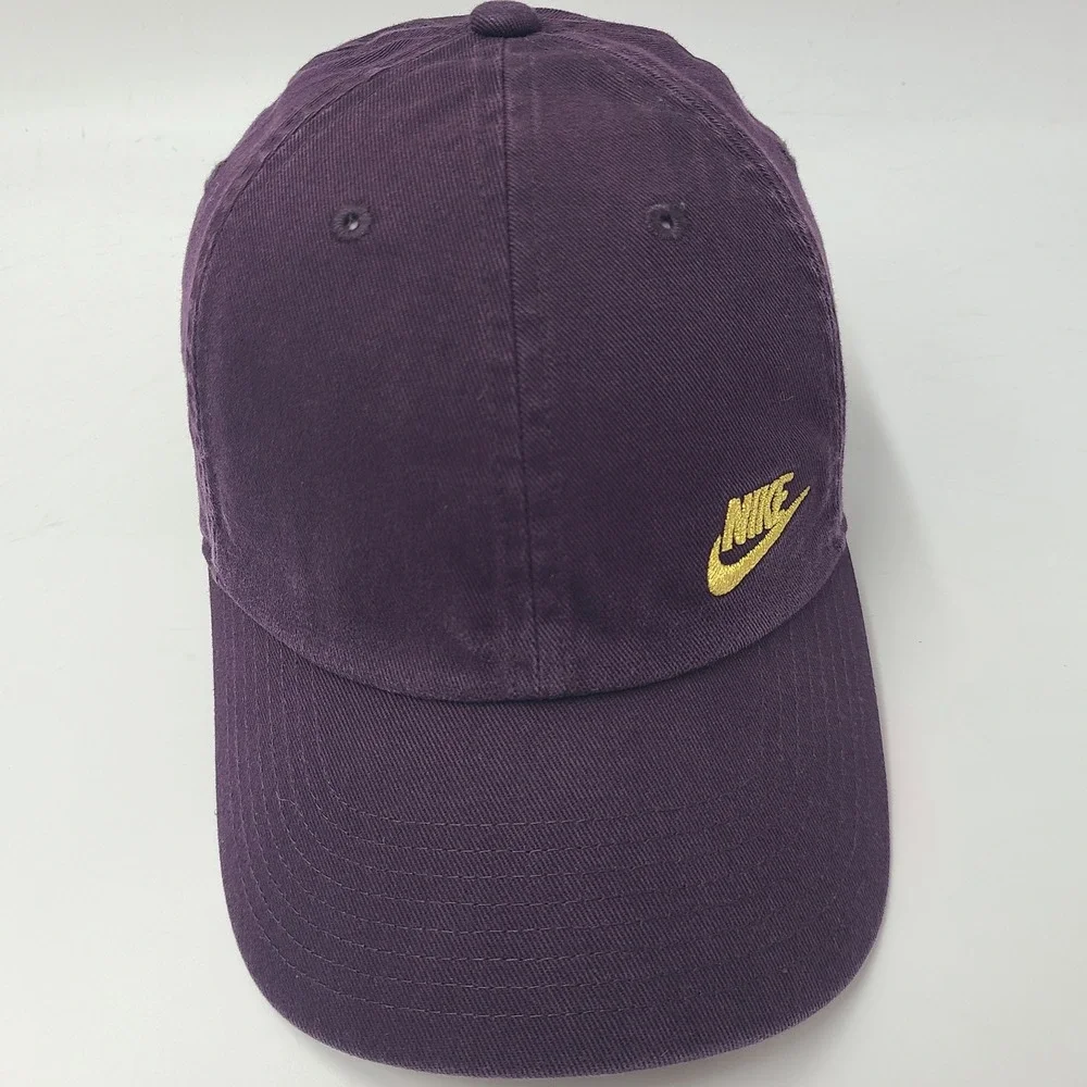 Nike Hat Strapback (Fits Small) Purple Gold Heritage86 Swoosh Logo Casual Cotton